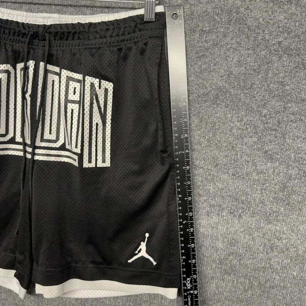 Jordan DA7206-010 Men's Spellout Mesh Shorts Drawstring Black Size Small Pockets